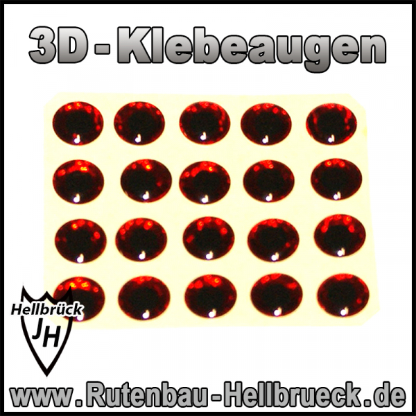 3D Klebeaugen - Ø 5 mm - Farbe: Rot - 20 Stück